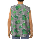 Shamrocks Houndstooth Pattern Print Sleeveless Baseball Jersey