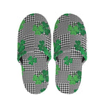 Shamrocks Houndstooth Pattern Print Slippers