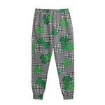 Shamrocks Houndstooth Pattern Print Sweatpants