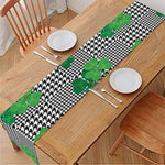 Shamrocks Houndstooth Pattern Print Table Runner