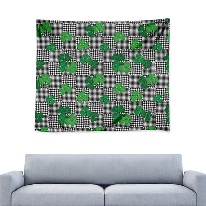 Shamrocks Houndstooth Pattern Print Tapestry
