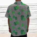 Shamrocks Houndstooth Pattern Print Textured Short Sleeve Shirt