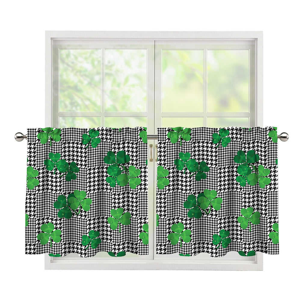 Shamrocks Houndstooth Pattern Print Tier Curtains