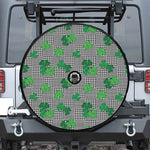 Shamrocks Houndstooth Pattern Print Tire Cover With Camera Hole