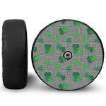 Shamrocks Houndstooth Pattern Print Tire Cover With Camera Hole