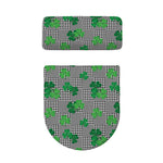 Shamrocks Houndstooth Pattern Print Toilet Lid And Tank Cover Set