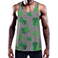 Shamrocks Houndstooth Pattern Print Men's Workout Tank Top