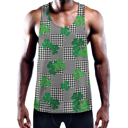 Shamrocks Houndstooth Pattern Print Training Tank Top