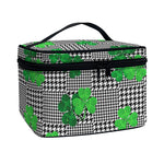 Shamrocks Houndstooth Pattern Print Travel Makeup Bag