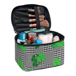 Shamrocks Houndstooth Pattern Print Travel Makeup Bag