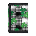 Shamrocks Houndstooth Pattern Print Trifold Wallet