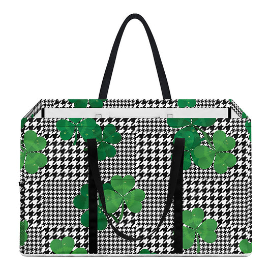 Shamrocks Houndstooth Pattern Print Utility Tote Bag