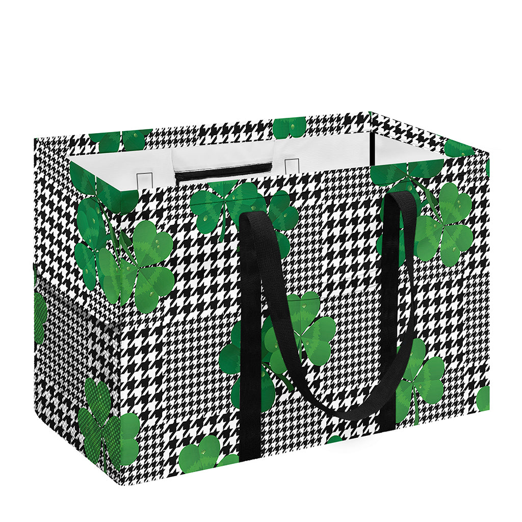 Shamrocks Houndstooth Pattern Print Utility Tote Bag