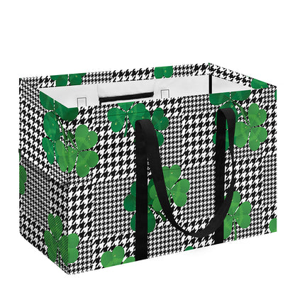 Shamrocks Houndstooth Pattern Print Utility Tote Bag