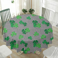 Shamrocks Houndstooth Pattern Print Waterproof Round Tablecloth