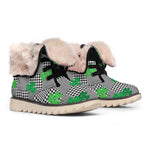 Shamrocks Houndstooth Pattern Print Winter Boots