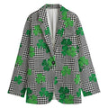 Shamrocks Houndstooth Pattern Print Women's Blazer