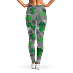 Shamrocks Houndstooth Pattern Print Women's Leggings