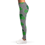 Shamrocks Houndstooth Pattern Print Women's Leggings