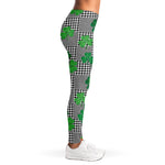 Shamrocks Houndstooth Pattern Print Women's Leggings