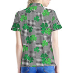Shamrocks Houndstooth Pattern Print Women's Polo Shirt