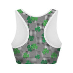 Shamrocks Houndstooth Pattern Print Women's Sports Bra