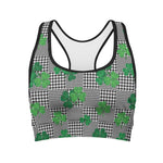 Shamrocks Houndstooth Pattern Print Women's Sports Bra