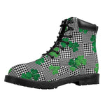 Shamrocks Houndstooth Pattern Print Work Boots