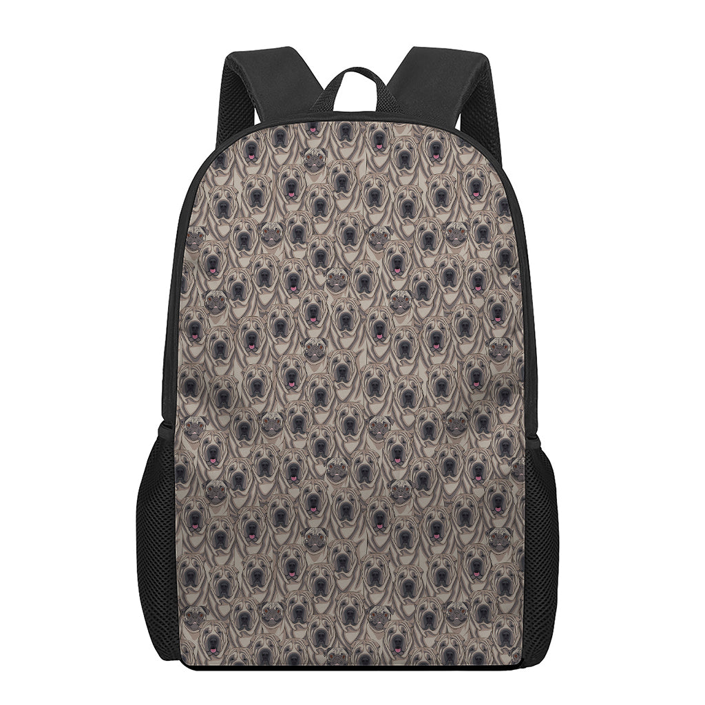 Shar Pei And Pug Pattern Print 17 Inch Backpack