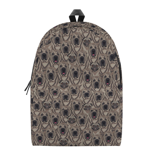 Shar Pei And Pug Pattern Print Backpack