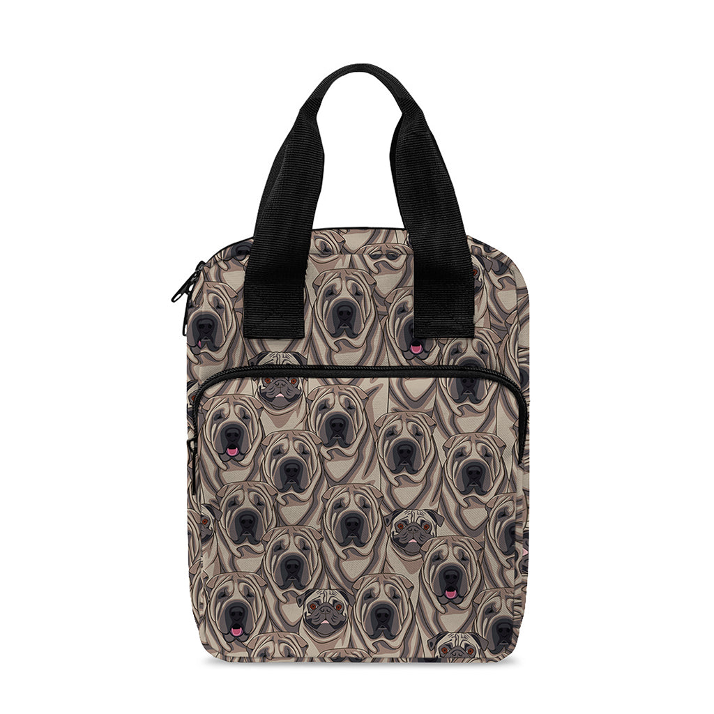 Shar Pei And Pug Pattern Print Bible Tote Bag