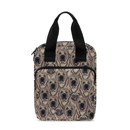 Shar Pei And Pug Pattern Print Bible Tote Bag