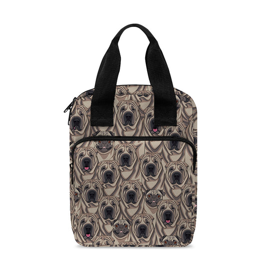 Shar Pei And Pug Pattern Print Bible Tote Bag