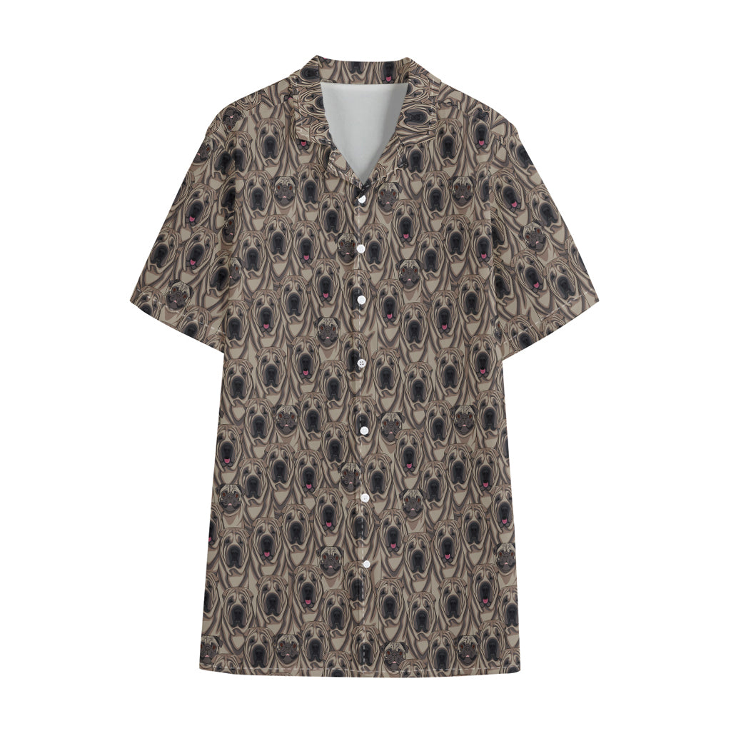 Shar Pei And Pug Pattern Print Cotton Hawaiian Shirt