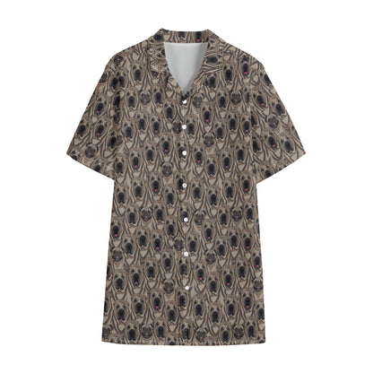 Shar Pei And Pug Pattern Print Cotton Hawaiian Shirt