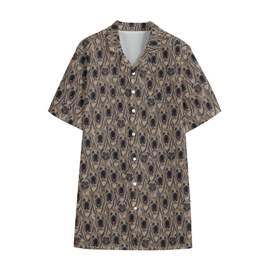 Shar Pei And Pug Pattern Print Cotton Hawaiian Shirt