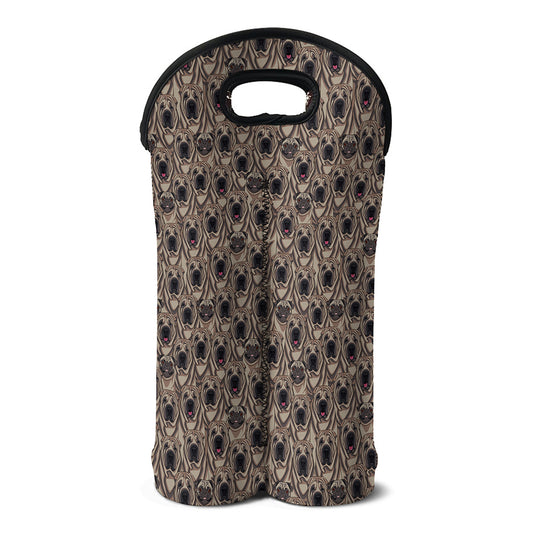 Shar Pei And Pug Pattern Print Double Neoprene Wine Tote