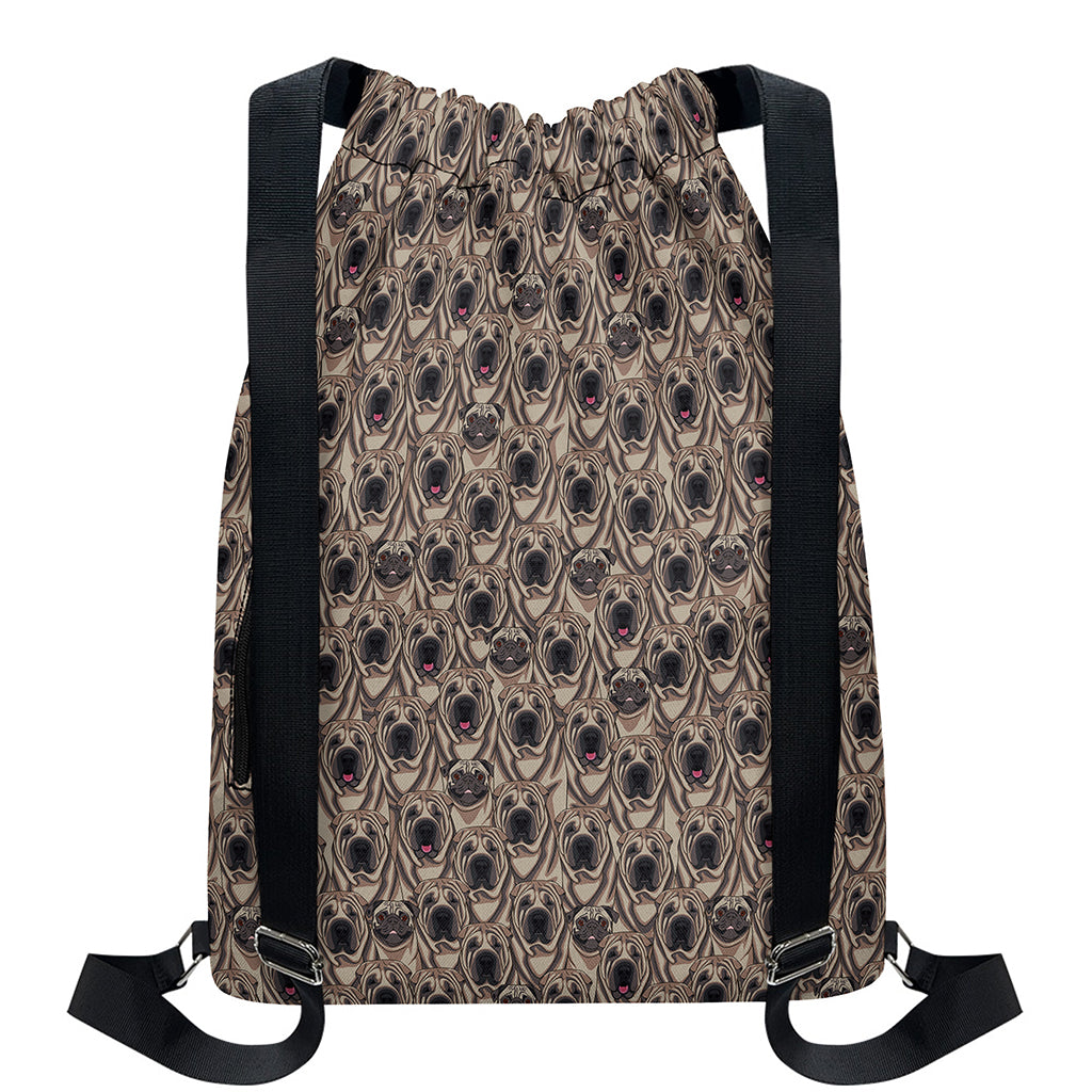 Shar Pei And Pug Pattern Print Drawstring Backpack