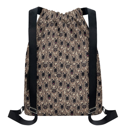 Shar Pei And Pug Pattern Print Drawstring Backpack
