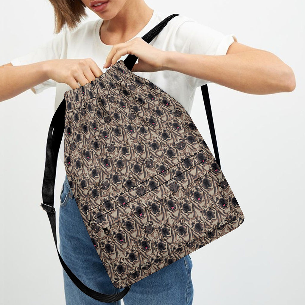 Shar Pei And Pug Pattern Print Drawstring Backpack