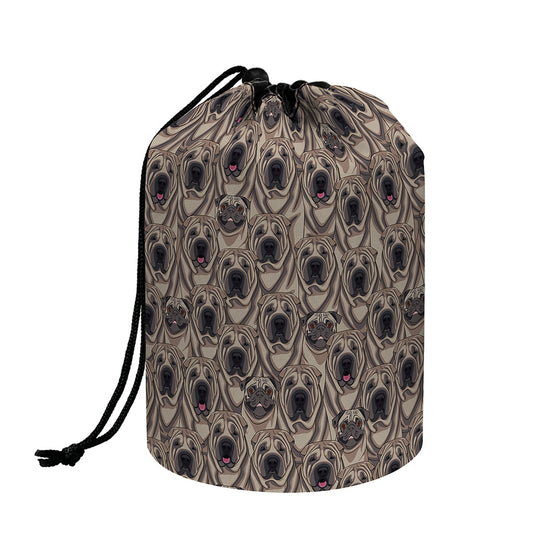 Shar Pei And Pug Pattern Print Drawstring Makeup Bag