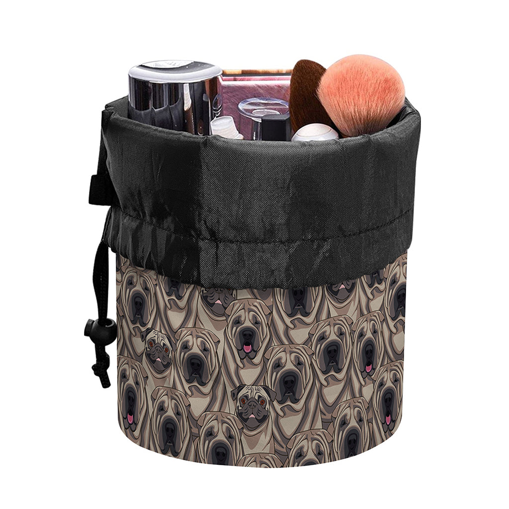 Shar Pei And Pug Pattern Print Drawstring Makeup Bag