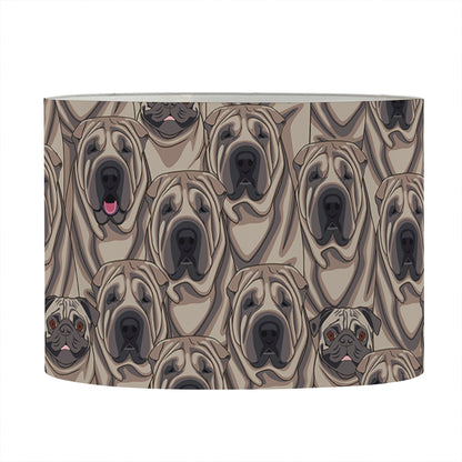 Shar Pei And Pug Pattern Print Drum Lamp Shade