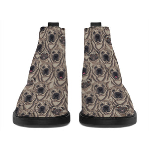 Shar Pei And Pug Pattern Print Flat Ankle Boots