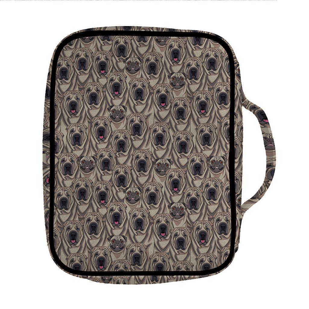 Shar Pei And Pug Pattern Print Front Pocket Bible Bag