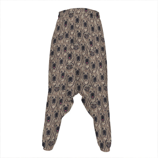 Shar Pei And Pug Pattern Print Hammer Pants