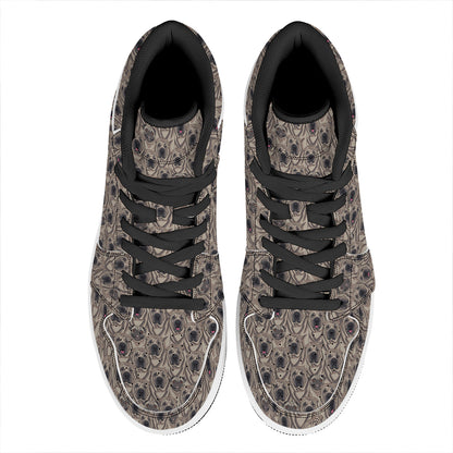 Shar Pei And Pug Pattern Print High Top Leather Sneakers