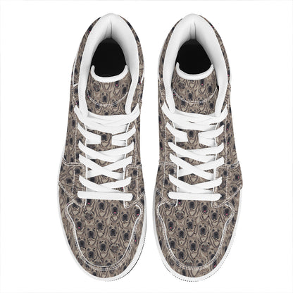 Shar Pei And Pug Pattern Print High Top Leather Sneakers