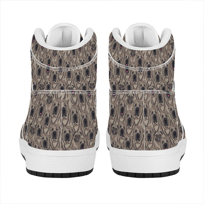 Shar Pei And Pug Pattern Print High Top Leather Sneakers