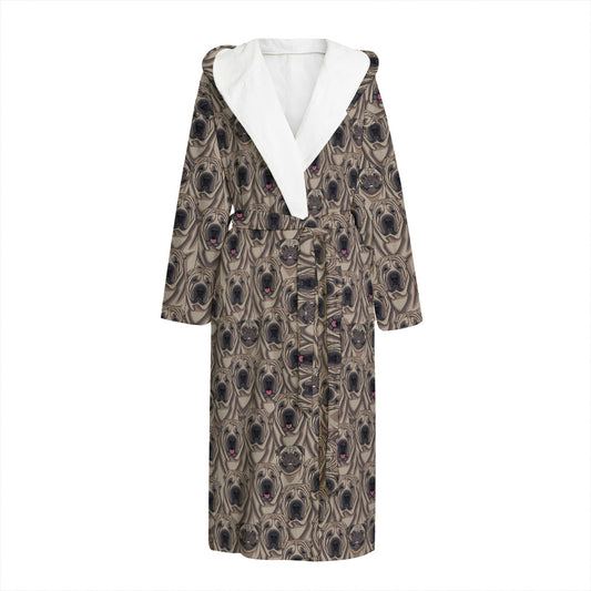 Shar Pei And Pug Pattern Print Hooded Bathrobe